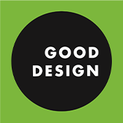 Green Good Design Award logo. Links to award winning products page Green Good Design section.